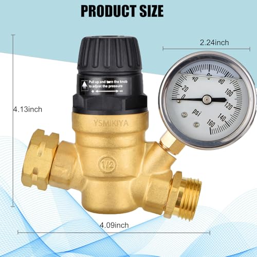 RV Water Pressure Regulator Valve with Handle Adjustable