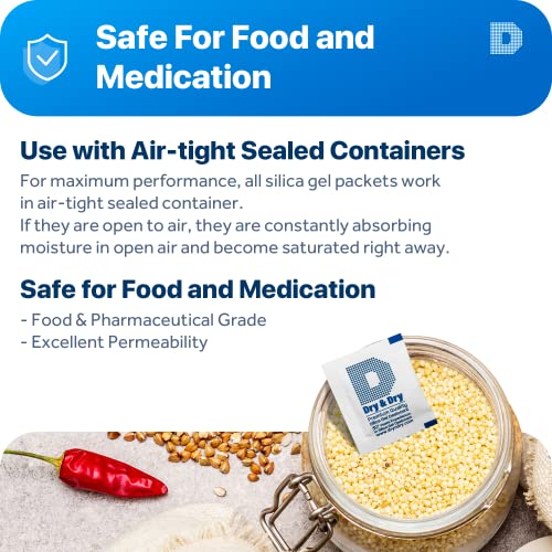 95 Packs] 3 Gram "Dry & Dry" Premium Pure & Safe Silica Gel Packets Desiccant Dehumidifiers