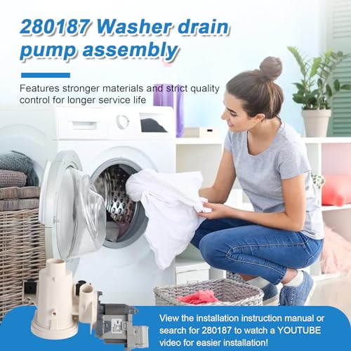 NEW 280187 8181684 Front Load Clothes Washer Drain Pump Filter Assembly Compatible with Whirlpool Duet Maytag Epic Kenmore HE Front Load Washers (35.274 Ounce)