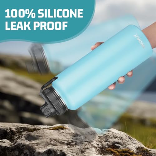 40oz Large Metal Sports Insulated Water Bottle with 2 Lids