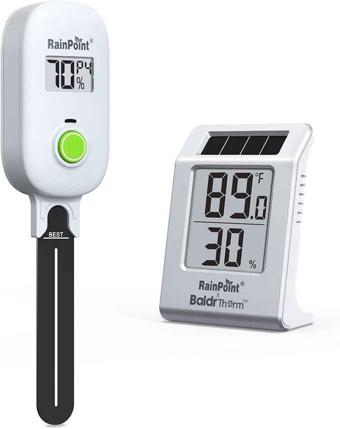 RAINPOINT Light-Driven Thermo-Hygrometer & Smart Digital Wireless Soil Moisture Meter (WiFi Hub Needed) Kit, Real-time Monitor Sensor Gardening Plant Care Essentials - AquaVibe
