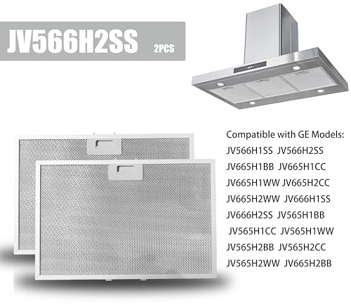 WB02X11012 JV566H2SS Range Hood Grease Filter Compatible with GE Models JV566H1SS JV565H2WW JV565H2CC Efficient Kitchen Ventilation Easy to Install （2 Pack） (2 Count)