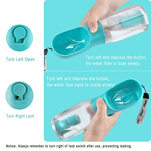 Dog Water Bottle with Food Container & Poop Bag Holder & Filter