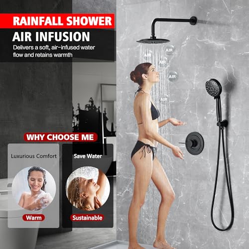 Matte Black Shower System with 9" High Pressure Rain Shower Head