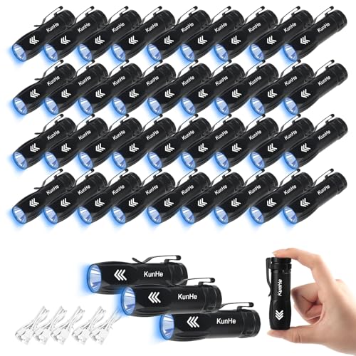 40 Pack 365nm UV Flashlight Mini Rechargeable UV Light 3W for Pet Stain Detection Hotel Cleaning Resin Curing Gem & Scorpion Inspection Stocking Stuffers (40 Count)