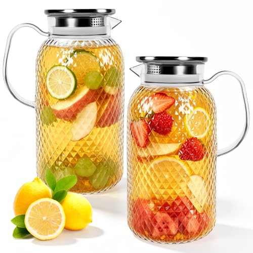 2 Pack Plastic Pitcher with Lid and Handle (2 Count)