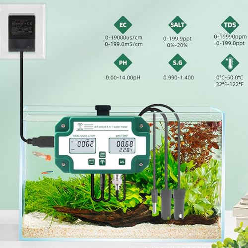 Water Quality Meter TDS EC 6 in 1 Salinity Temperature Tester Real Time Transmission