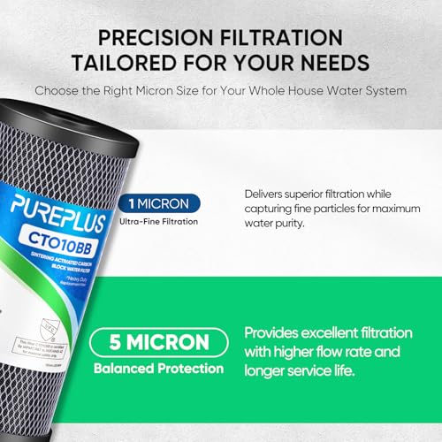 10" x 4.5" Whole House Coconut Shell Activated Carbon Water Filter Replacement Cartridge
