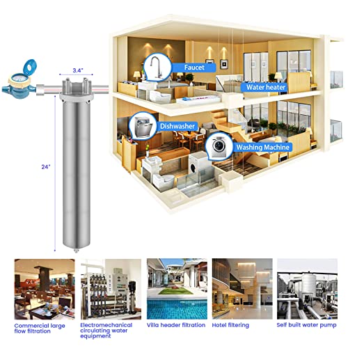 NSF ANSI 42 Certification 304 Stainless Steel Filter Housing for 20" Filter Cartridge