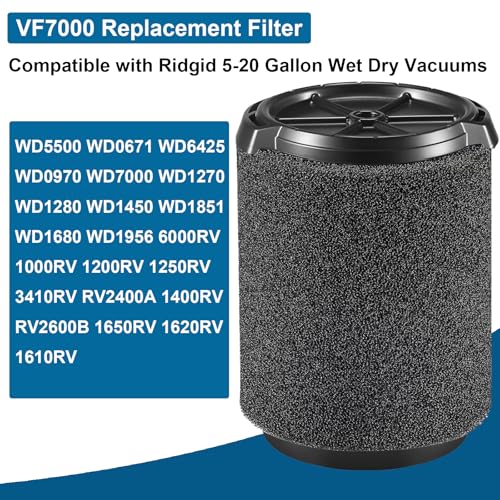 2 Pack VF7000 Replacement Filter for Ridgid Shop Vac (2 Count)