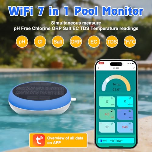 Smart Pool Tester Chlorine Salt pH Meter 24