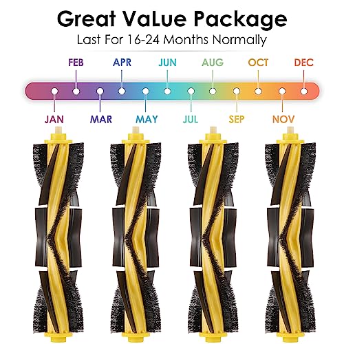 4 Pieces) N10 Roller Brushes Main Brush Replacement Parts for Ecovacs DEEBOT OZMO N10 N10 Plus 920 950 T8 AIVI Max T9 T5 N5 N7 N8+ N8 Pro DX55 DX93 DJ65 Robot Vacuum (4 Count)
