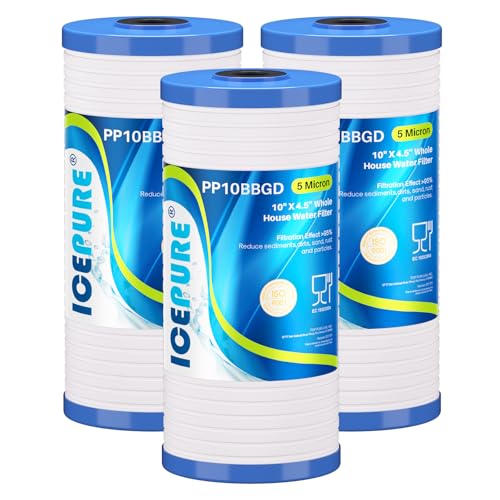 5 Micron 10" x 4.5" Whole House Grooved Sediment Filter (3 Count)