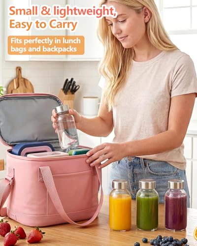 8 oz Small Glass Juice Bottles with Stainless Steel Lids Leak Proof (10 Count)