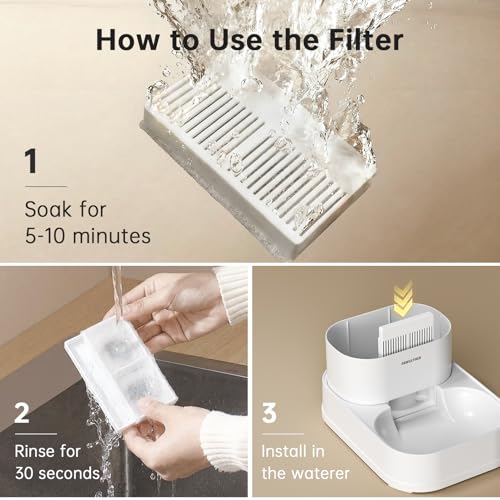 6Pack Filters for PAWGETHER Gravity Pet Water Dispenser Cat Waterer Filter Keep Water Fresh and Clean (60 Count)