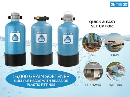 OTG4-DBLSOFT-Portable 16,000 Grain RV Water Softener (NOT made in China, assembled by U.S. Workers in Indiana) (368 Ounce)