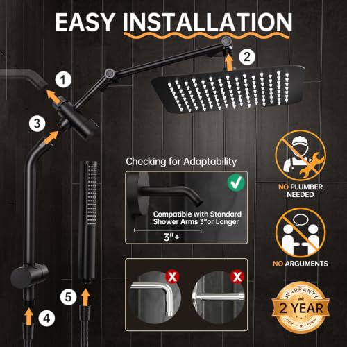 All Metal 10" Luxurious Rain Shower Head with Handheld Spray