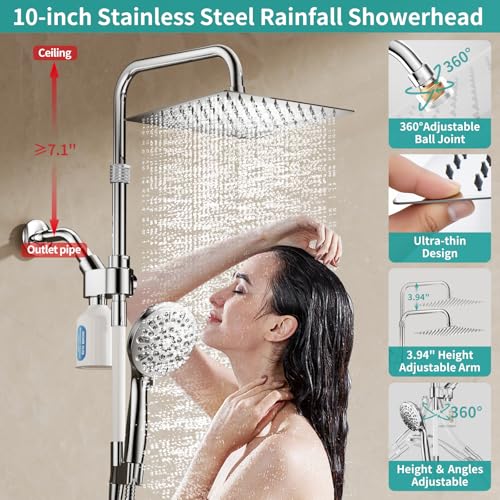 Chrome Filtered Rainfall Shower Head with Handheld