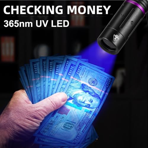 P68 Mini 3W UV Flashlight 365nm Portable EDC Black Light Pet Urine Detector with 2 AA Batterie