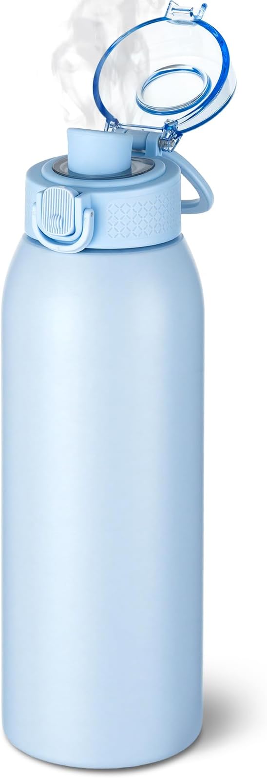 Insulated Water Bottle 24 oz with Dustproof Lid, Carry Handle & Tea Infuser, BPA-Free & Leakproof, Stainless Steel Water Bottles Ideal for Fitness, Hiking, Office & Outdoor Use （Light Blue ）