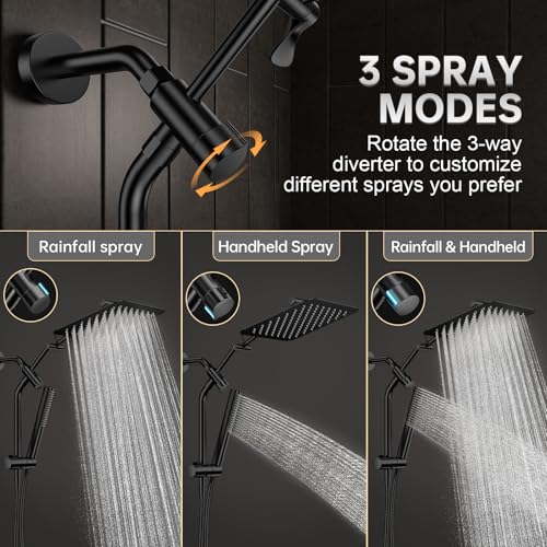 All Metal 10" Luxurious Rain Shower Head with Handheld Spray
