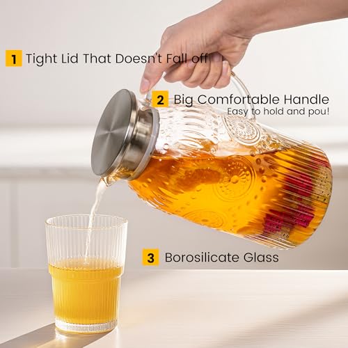 Vintage Glass Pitcher with Lid