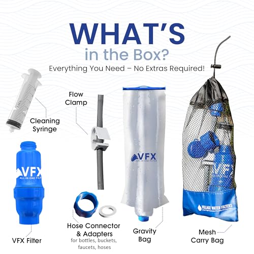 VFX All-in-One Portable Water Filter, Gravity System for Camping & Hiking