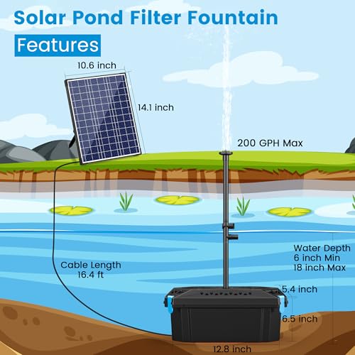 20W Solar Pond Filter Fountain for Outdoor Koi Pond