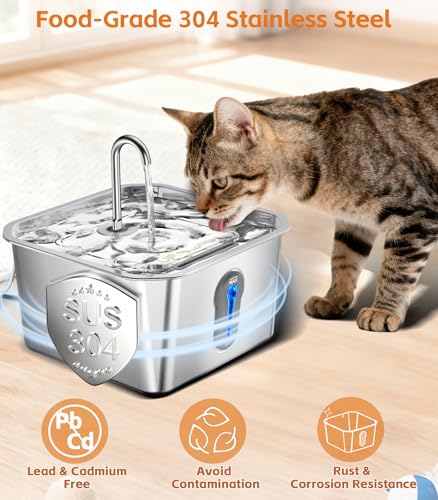 4L Large Cat Water Fountain for Multiple Cats Pet Water Fountain for Drinking Watering Supplies Pets Dog Small Animal Automatic Cat Water Dispenser for Cats Quiet Indoor