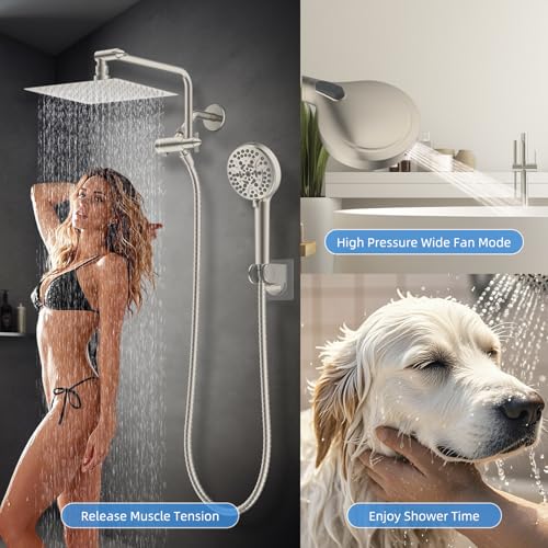 8" Metal Rainfall Shower Head with 10