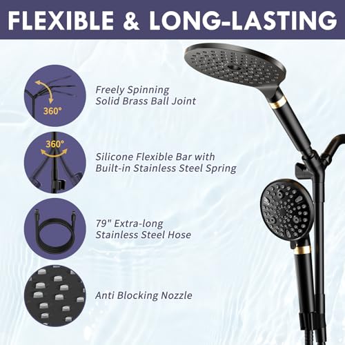 Matte Black Filtered Dual Shower Head with Handheld Spray Combo