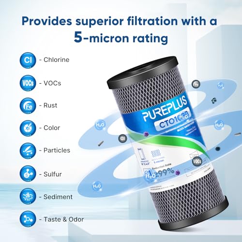 5 Micron 10"x4.5" Whole House Water Filter Replacement Bundle 3 Pack (3 Count)