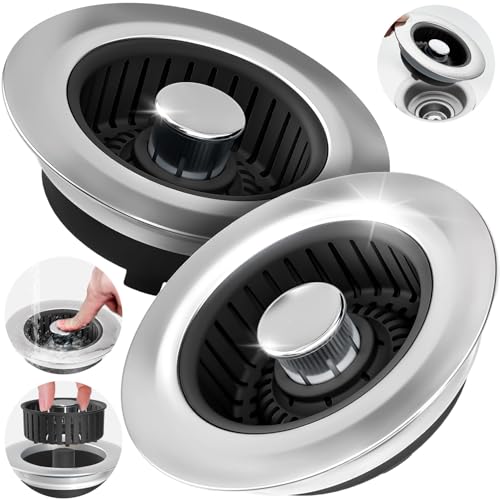 3 in 1 Kitchen Sink Drain Strainer Stopper Removable Basket Pop (2 Count)