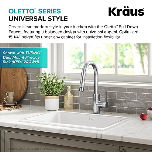 Chrome 15 in Single Handle Pull Down Kitchen Faucet KPF