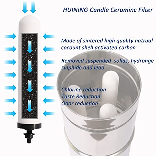 4PCS 10 inch Replacement Ceramic Filter Candle with Activated Carbon for Countertop Gravity Water Filter Systems (4 Count)