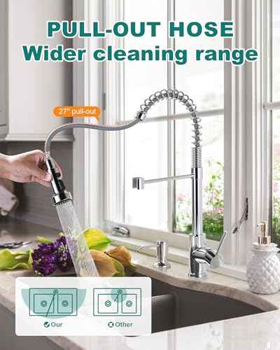 Chrome Kitchen Faucet with Soap Dispenser
