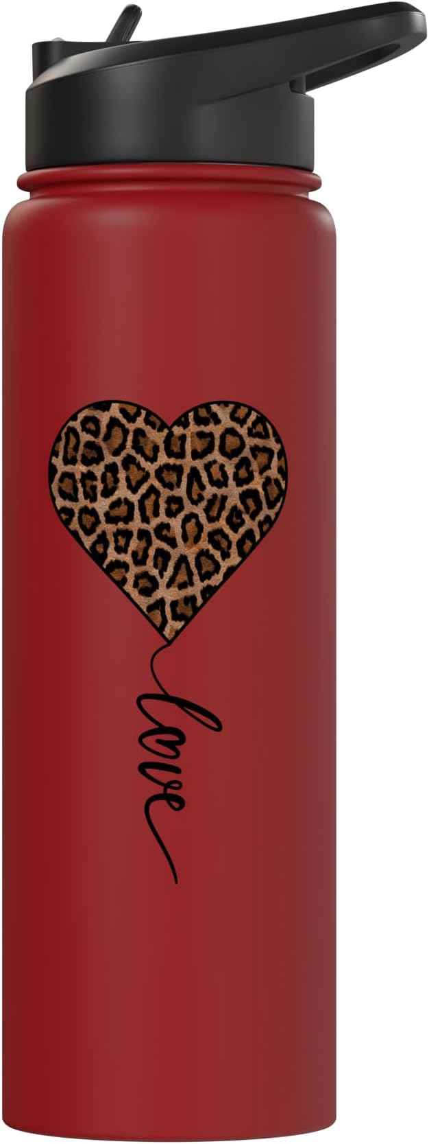 Heart Love Cheetah Leopard Tiger | Wild Animal Print Stainless Steel Insulated Water Bottle