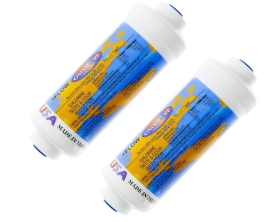 Omnipure -(K2333-KK) - 6" x 2" T40 GAC Coconut Carbon Inline Filter-3/8" OD Quick Connect (2 Pack)