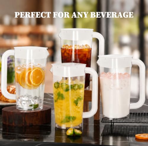 4 Pack 2L 68 oz Plastic Pitcher with Lid & Handle