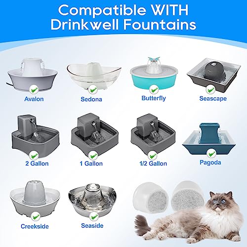 4+4 Pack Cat Fountain Filters Compatible with Petsafe Drinkwell (8 Count)