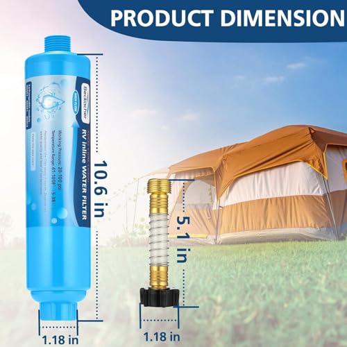 4 pack RV Inline Water Filter with KDF&GAC for Fresh Drinking Water (4 Count)