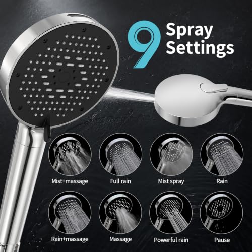 High Pressure Filtered Handheld Shower Head 9 Spray（1 filter）