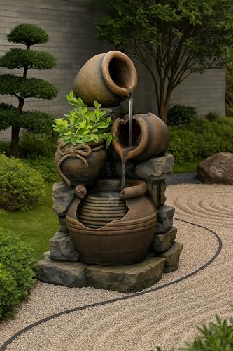 FCL055 Multi Pots Outdoor Water Fountain with Flower Pot