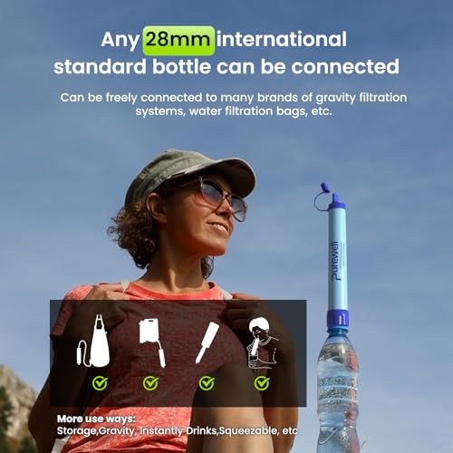 Outdoor Water Filter Personal Water Filtration Straw Emergency Survival Gear Water Purifier for Camping Hiking Climbing Backpacking