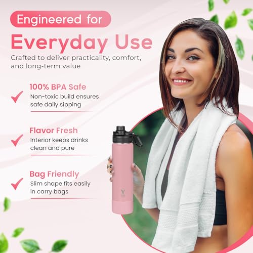 Y TOP 18 oz Insulated Water Bottle Leak Proof Spout Lid Fits in Car Cup Holder