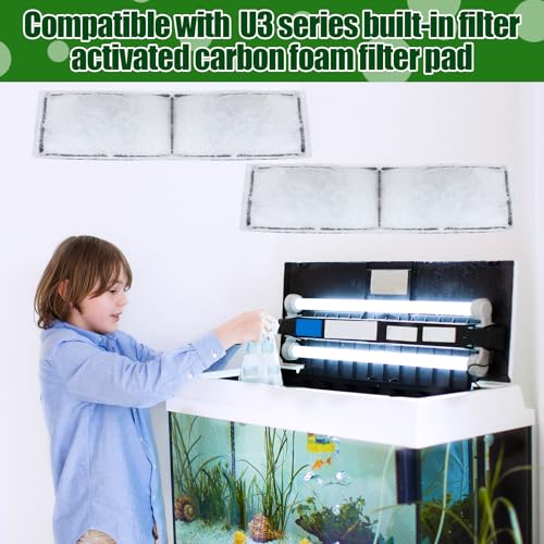 4 Pcs Carbon Filter Foam Pad Compatible with U3 Filters Aquarium (4 Count)