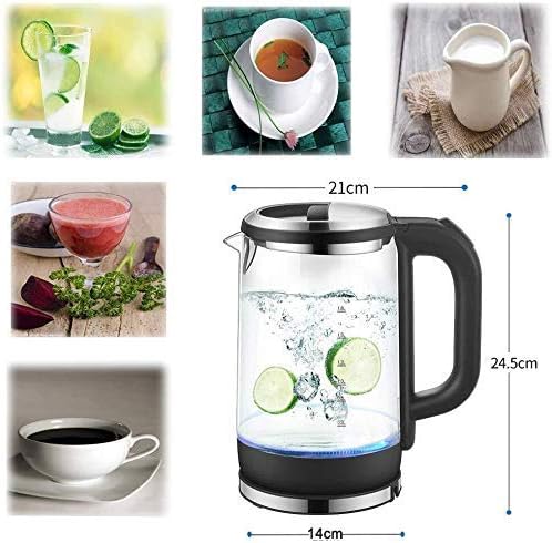 Kettles 1.8L Glass Electric Kettle,1800W Eco Water Kettle With Illuminated Led Heating (Color : White) Present (Black)