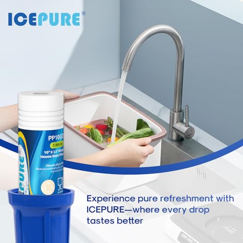 5 Micron 10" x 2.5" Whole House Sediment Home Grooved Water Filter Cartridge Replacement for AO (3 Count)