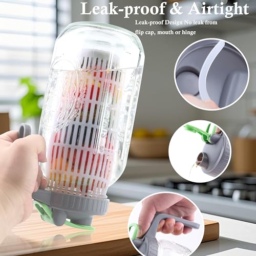 Glass Mason Jar Water Fruit Infuser Pitcher With Lid 64 Oz Wide Mouth Tea Infused Pitchers 2 Quart Sun Tea Jar For Outside Half Gallon Iced Coffee Tea Lemonade Juice Homemade Drinks Container