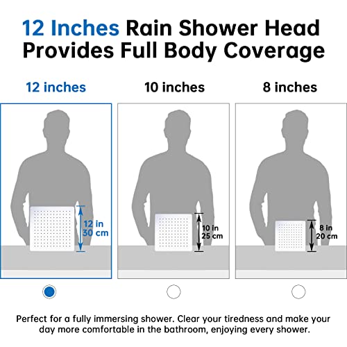 All Metal 12 Inches Rainfall Shower Head with Handheld Combo